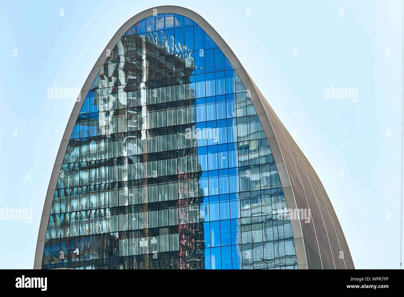 London, U.K. Sept 1, 2019 70 St Mary Axe, dubbed the Can of Ham, a semielliptical 90m 24