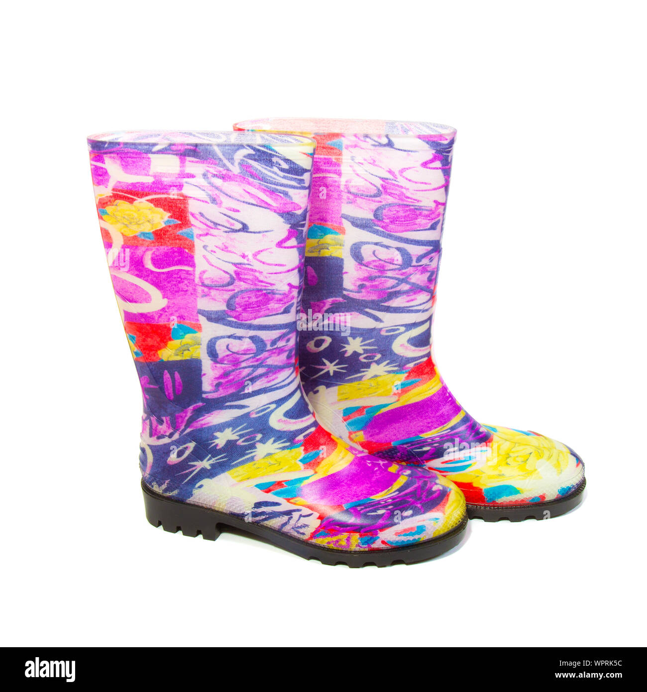 rubber boots on white background Stock Photo
