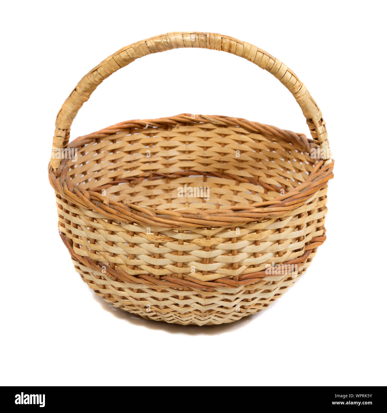 Empty wooden wicker basket Stock Photo