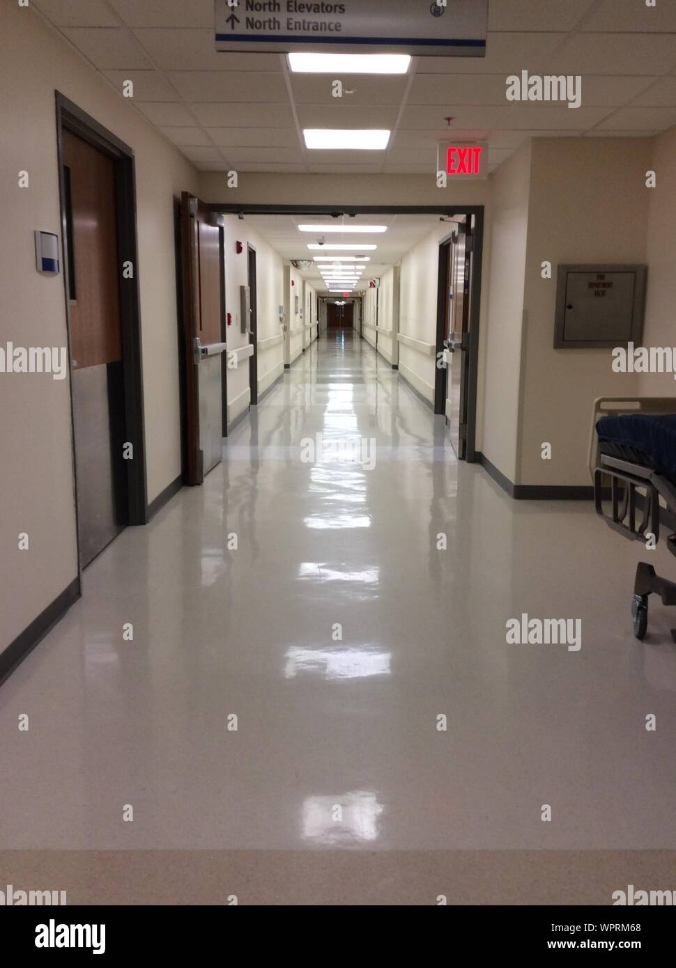 Empty Corridor In Hospital Stock Photo