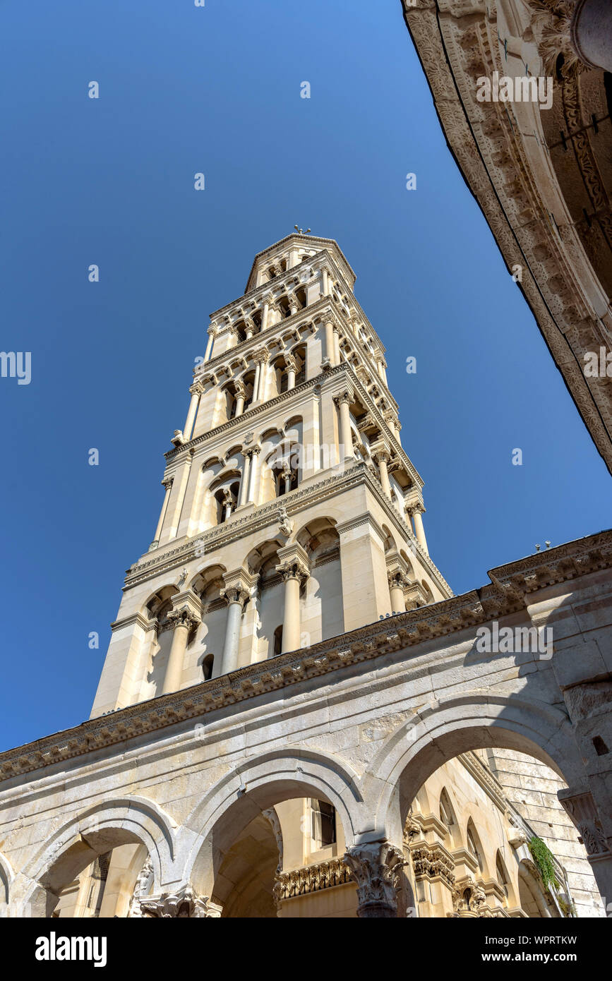 The belltower of the Cathedral of Saint Domnius in Split, Croatia Stock Photo