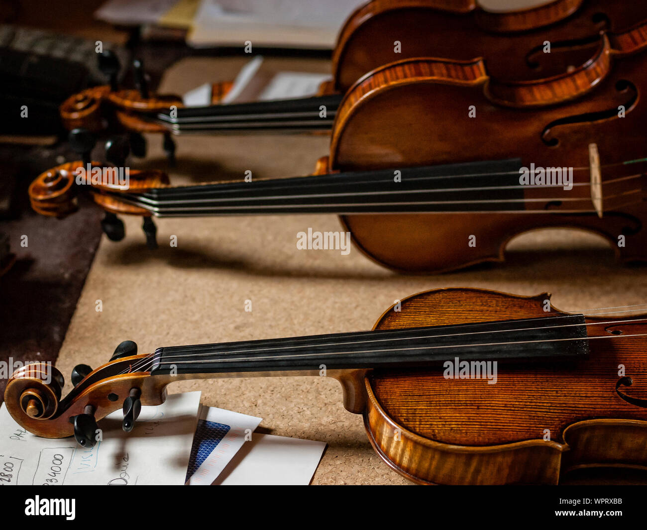 Violins On Table Stock Photo