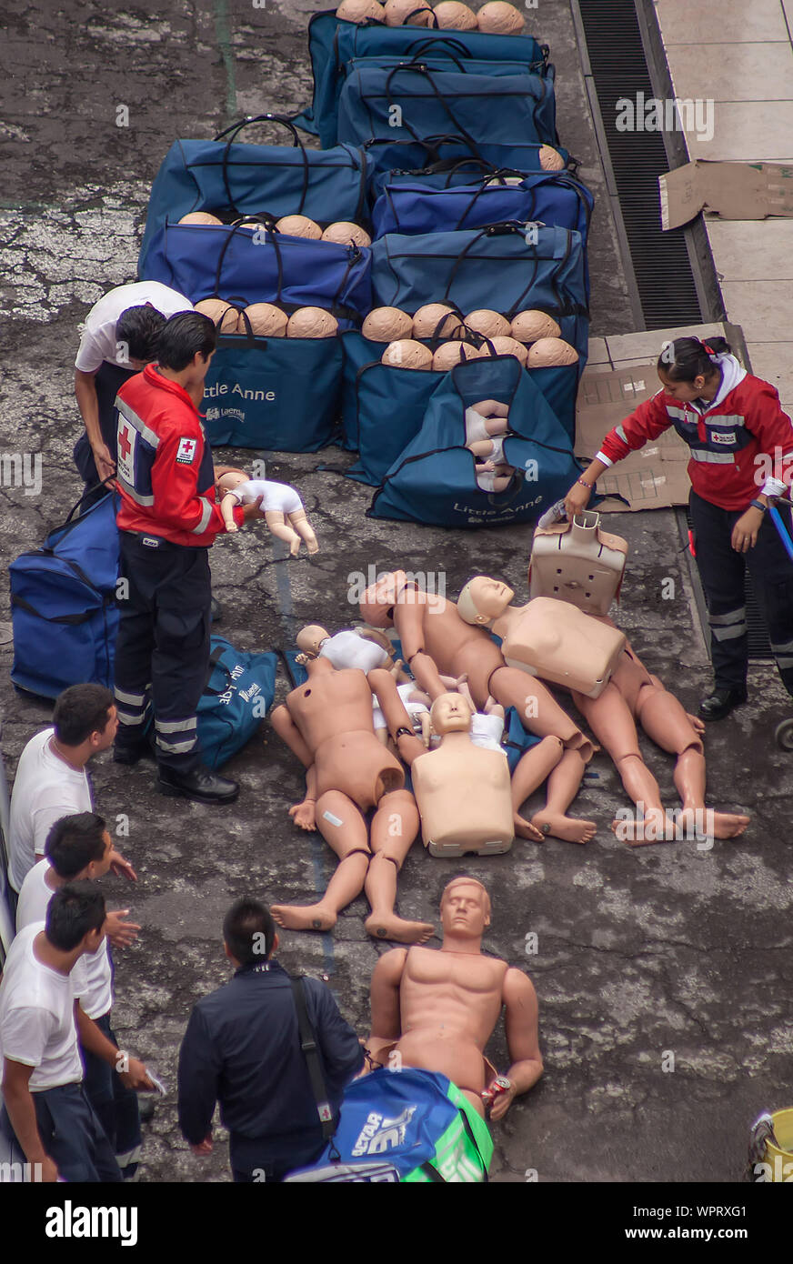 First Aid dummies arrive at Mexican Red Cross HQ Stock Photo
