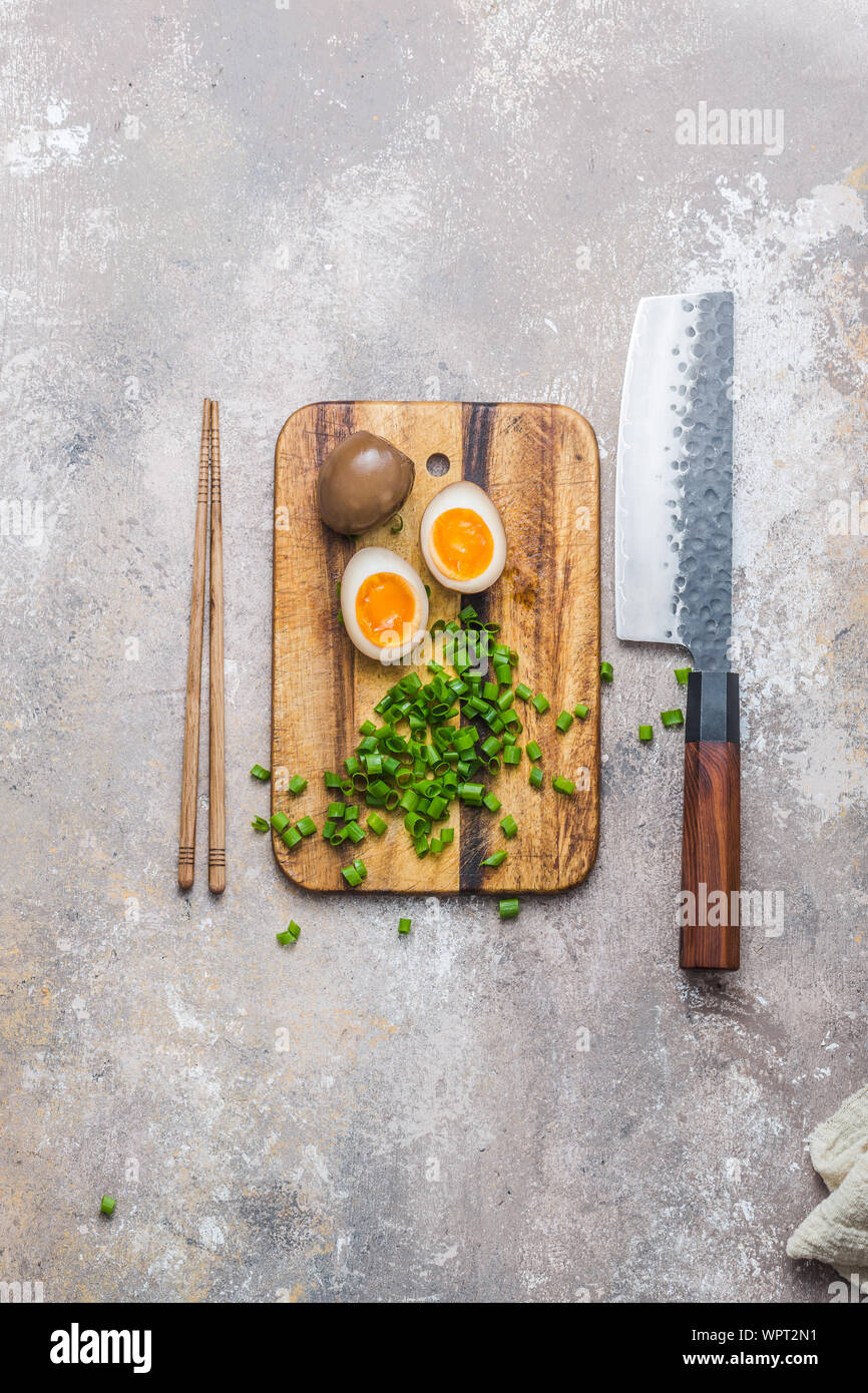 Ajitsuke tamago or marinated egg for ramen, top view Stock Photo Alamy