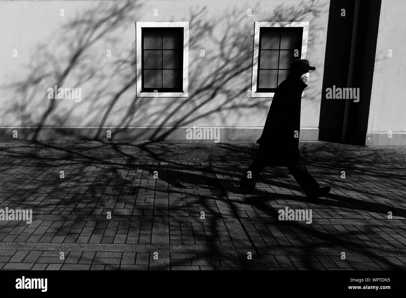 Man Walking Side View Sunlight Black and White Stock Photos & Images ...