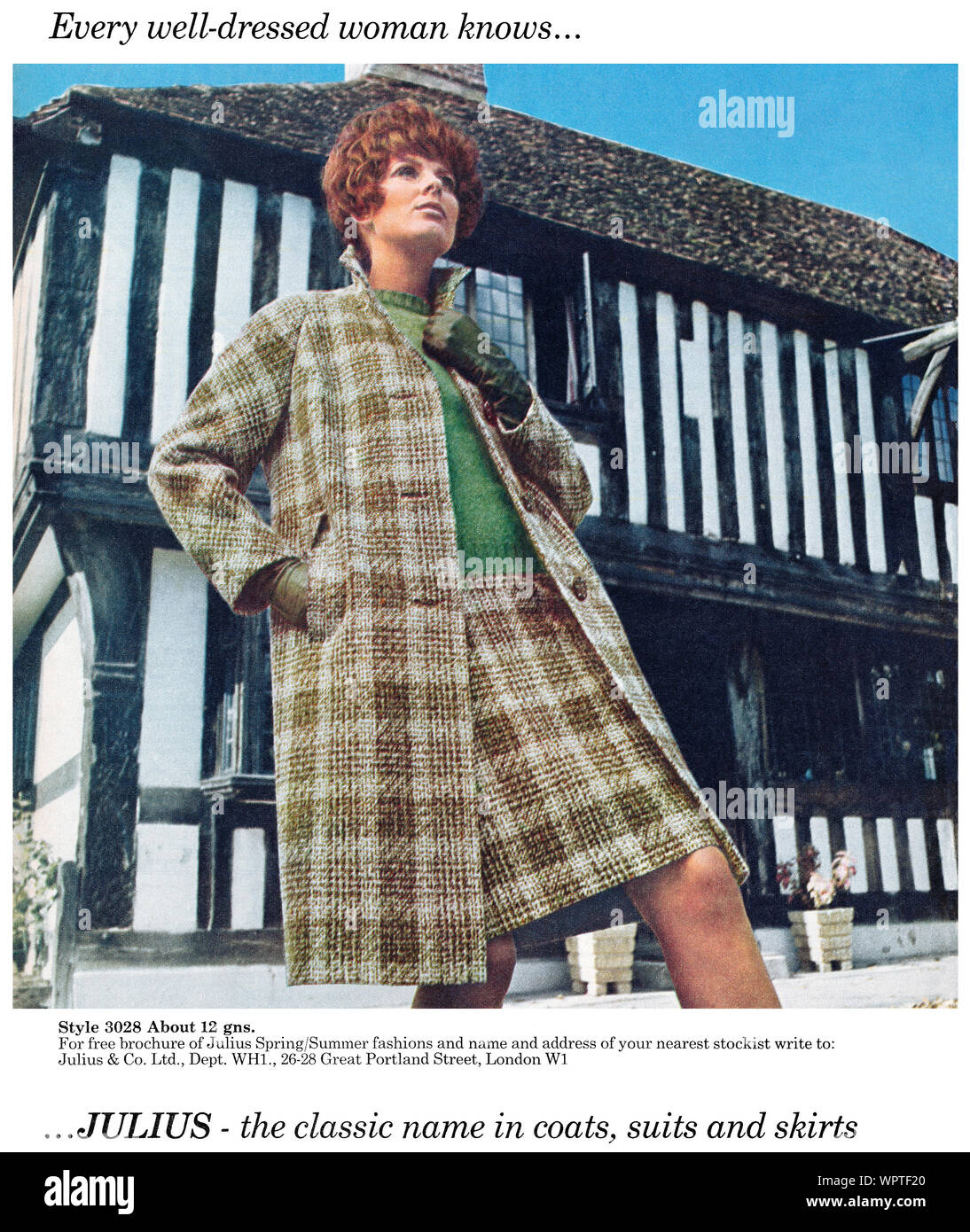 1968 British advertisement for Julius women's fashions. Stock Photo
