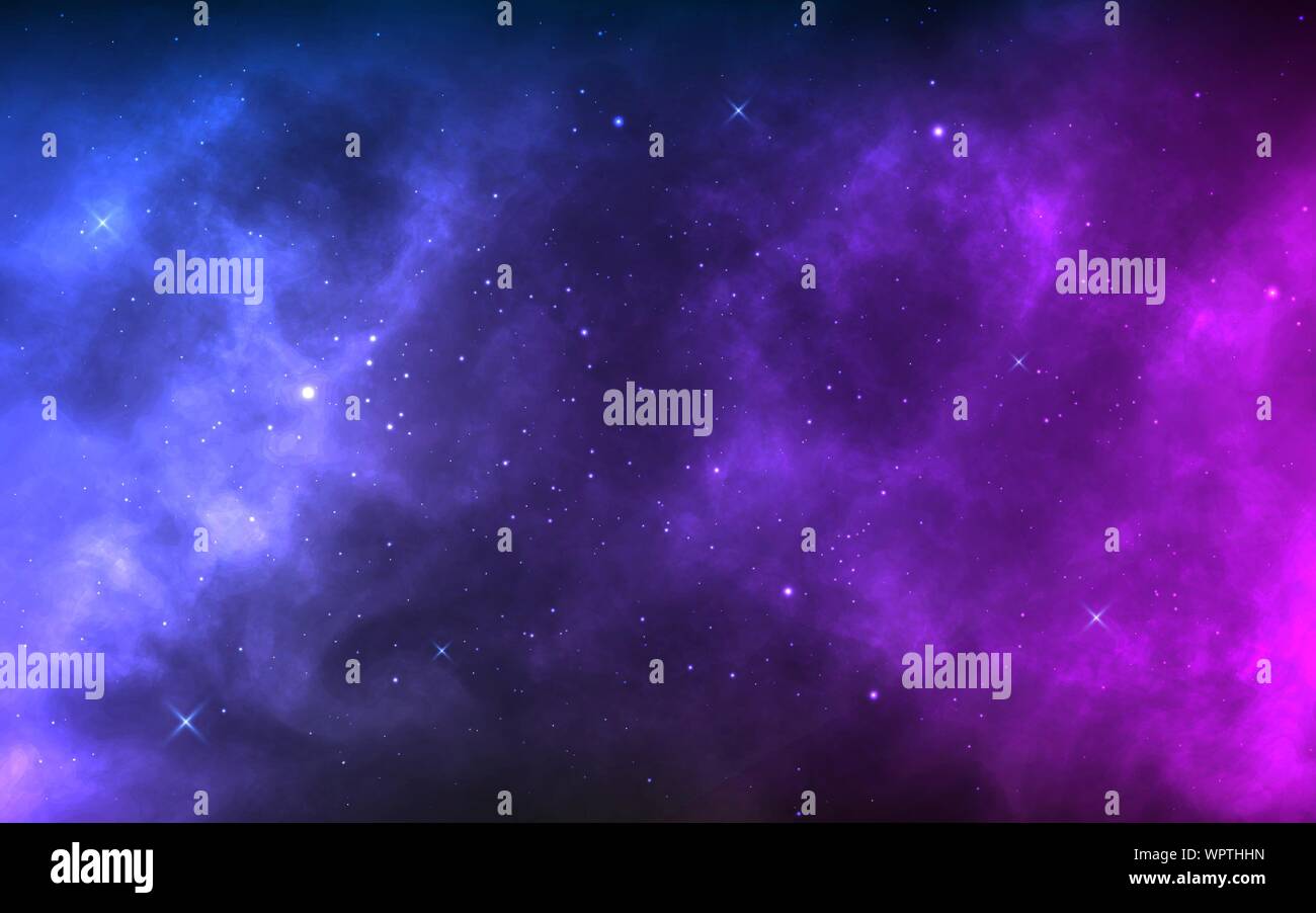 Space Background With Realistic Nebula And Shining Stars Colorful