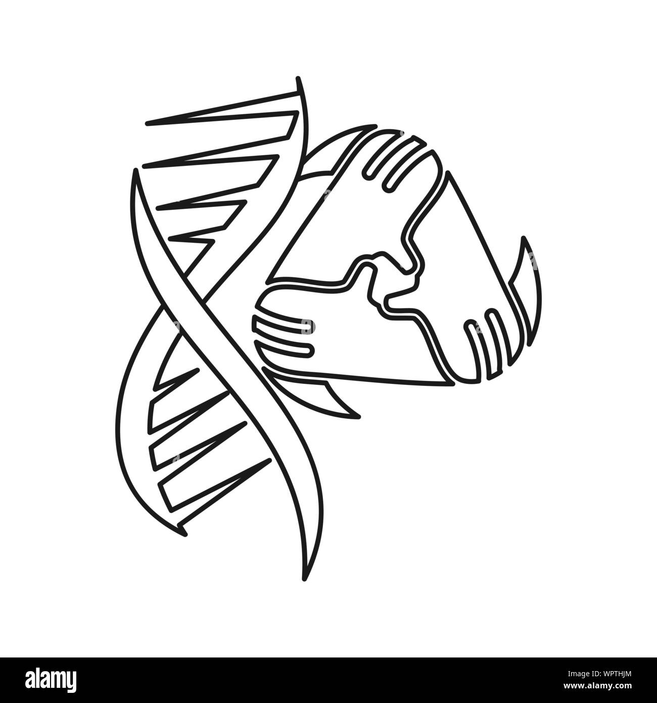 genetic hand Commitment Teamwork Together Outline Logo Stock Vector