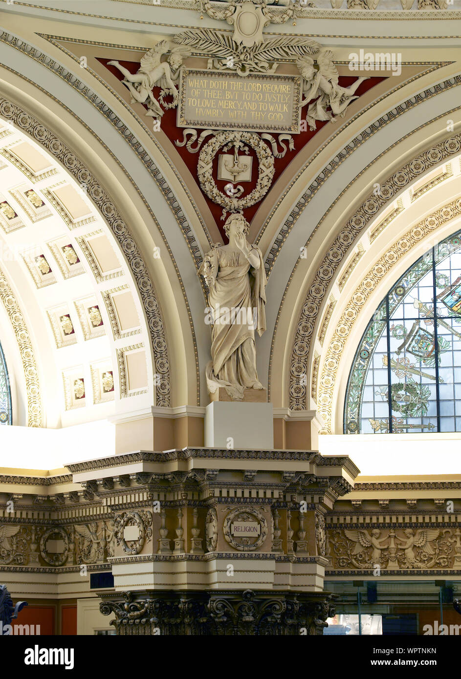 Main Reading Room View Of Statue Of Religion By Theodore