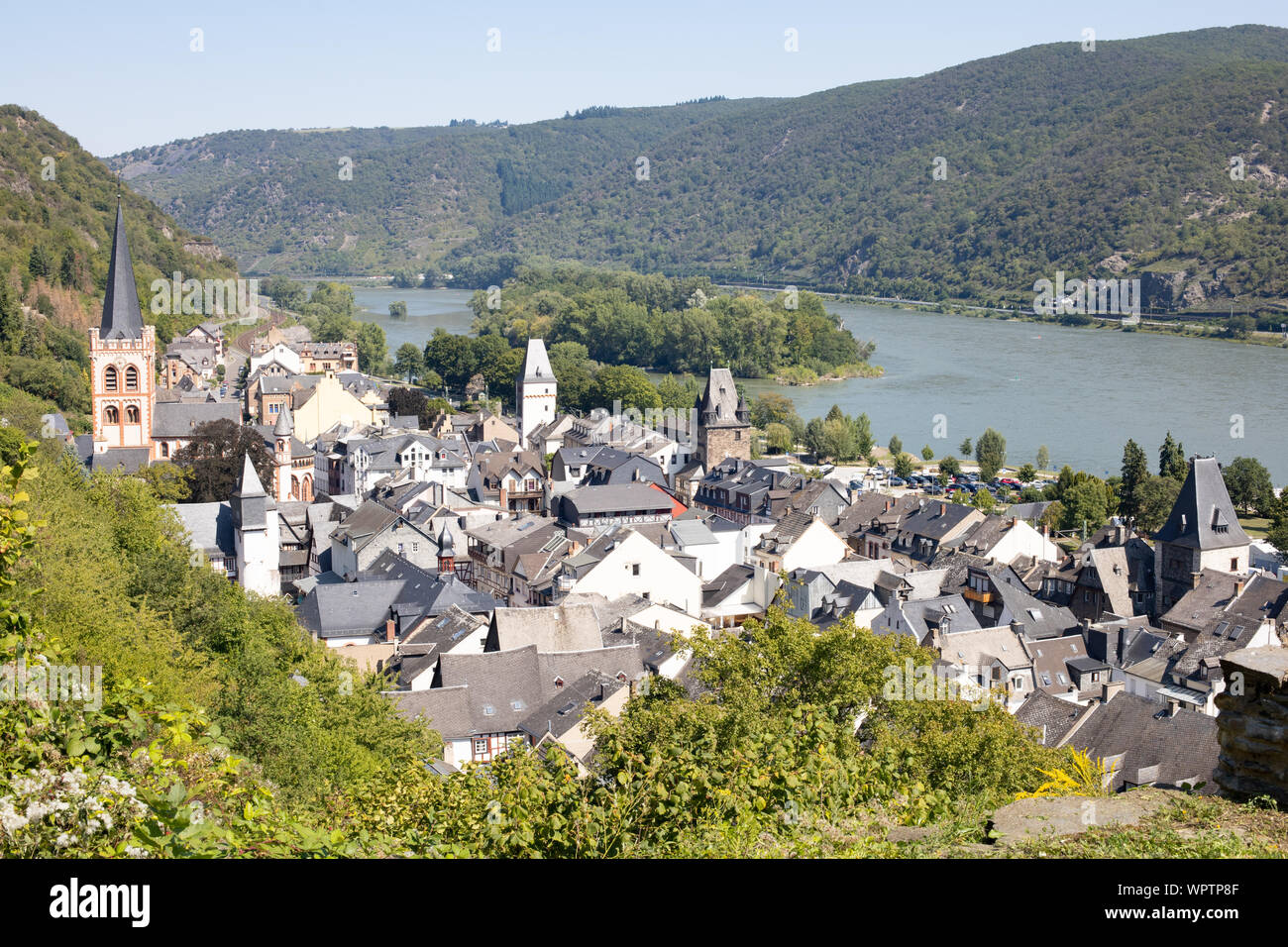 A view of Bacharach, a medieval town on the bank of the Middle Rhine, Germany Stock Photo