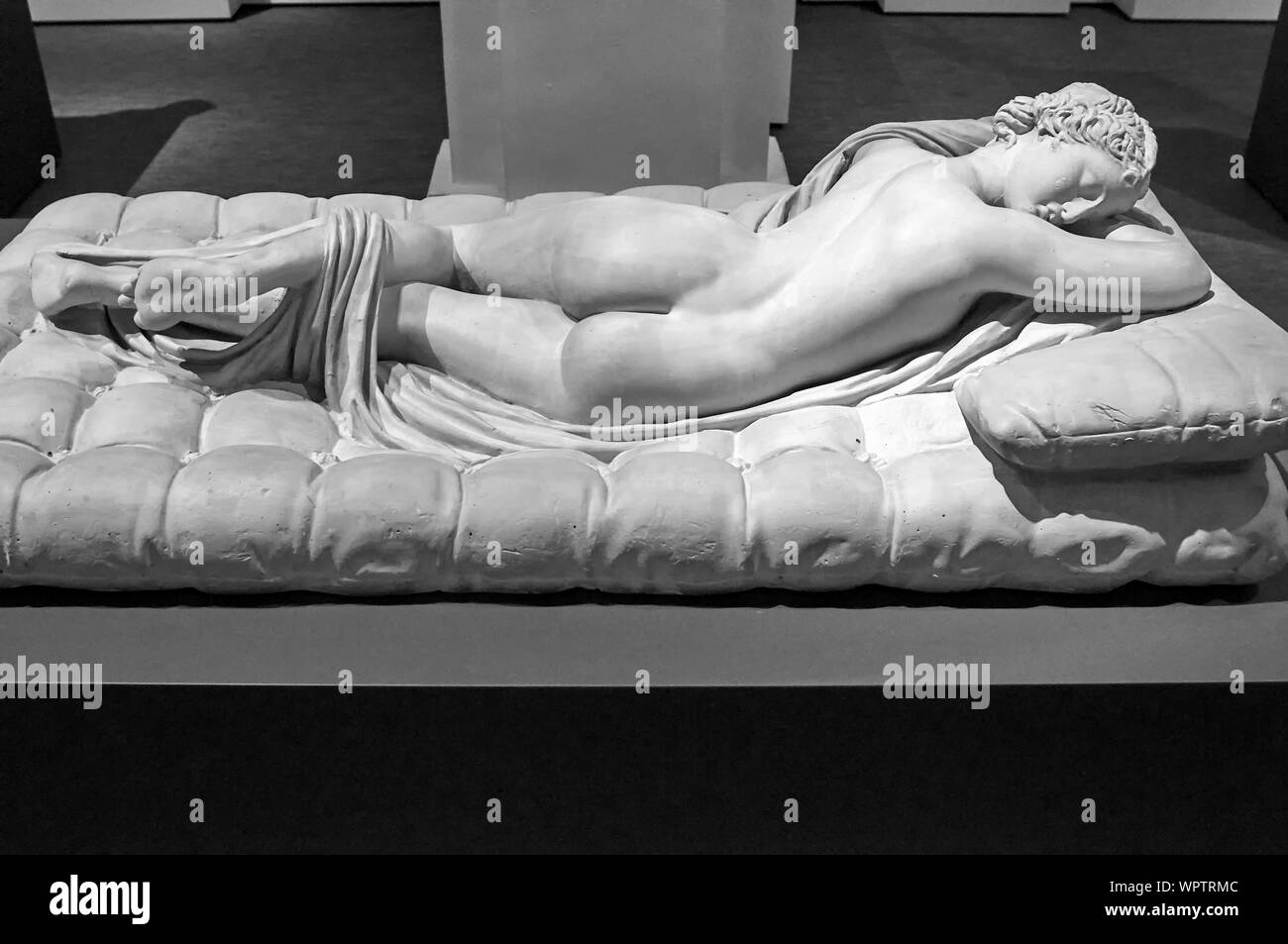 Images of the furor, Roman copy of Policles of the 2nd century B.C. cast in plaster of Hermaphrodite Borghese by Arrondelle, 1883, Louvre, Paris Stock Photo