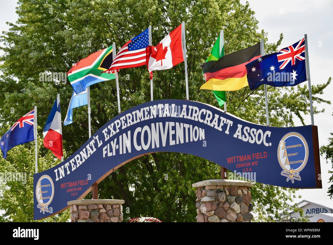 Blue archway at entrance of the EAA AirVenture (International