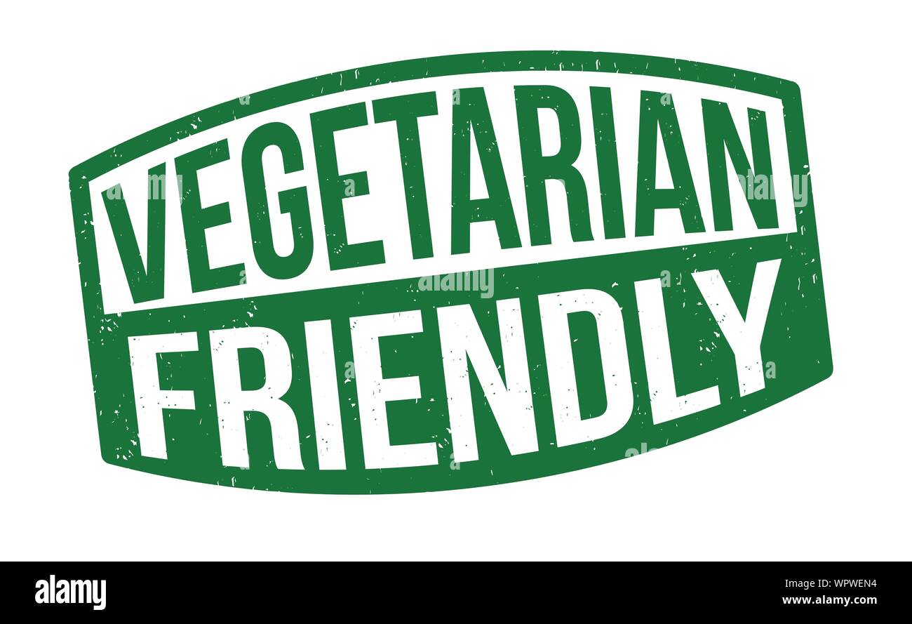 Vegetarian friendly sign or stamp on white background, vector illustration Stock Vector