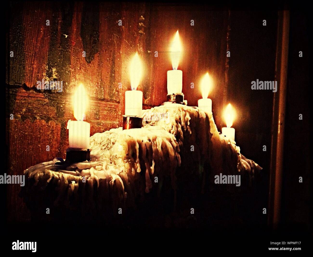 Decorative Lit Candles Stock Photo Alamy