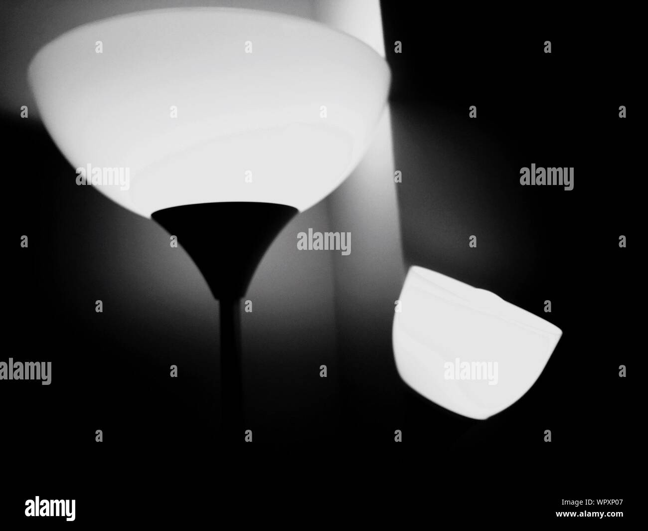 Illuminated Lamp In Dark Room Stock Photo Alamy