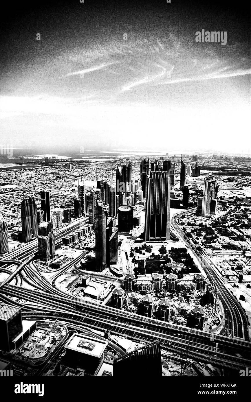 Aerial View Of Dubai Cityscape Stock Photo