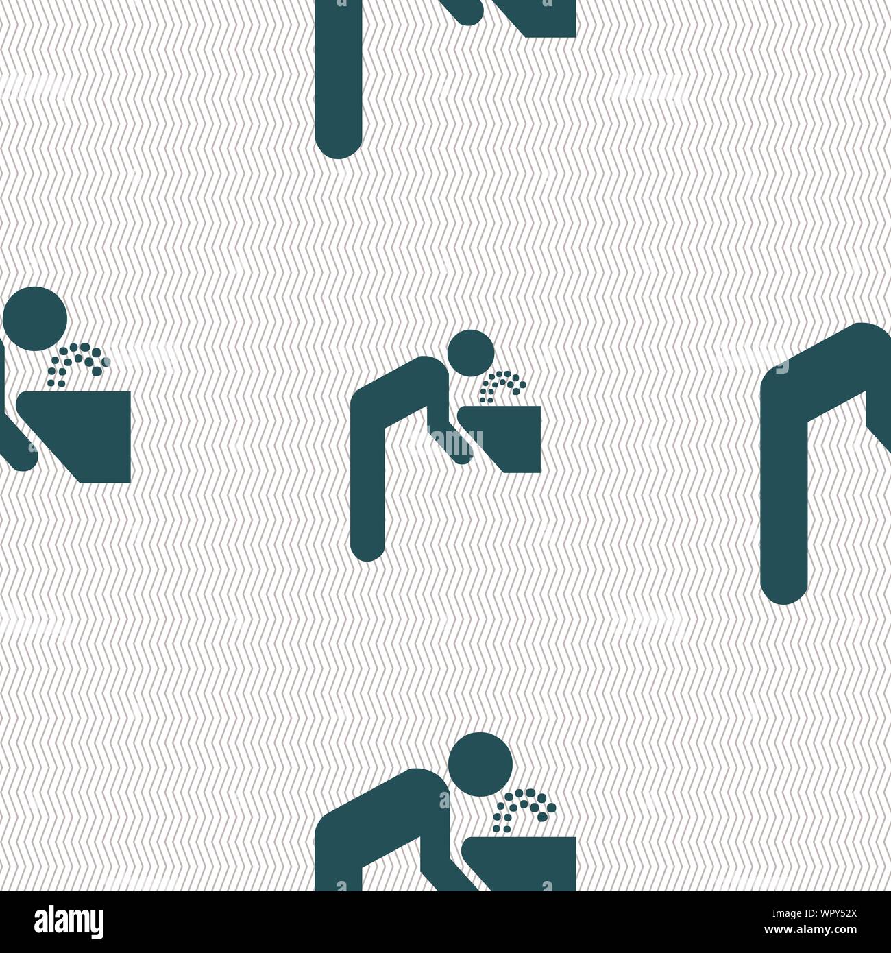 drinking fountain icon sign. Seamless pattern with geometric texture. Vector Stock Vector