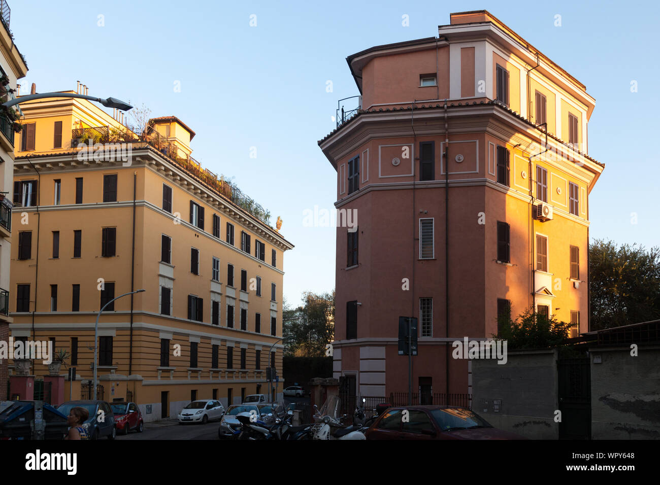 Colorful buildings, Via Annina Faustina, Rome Italy. Stock Photo