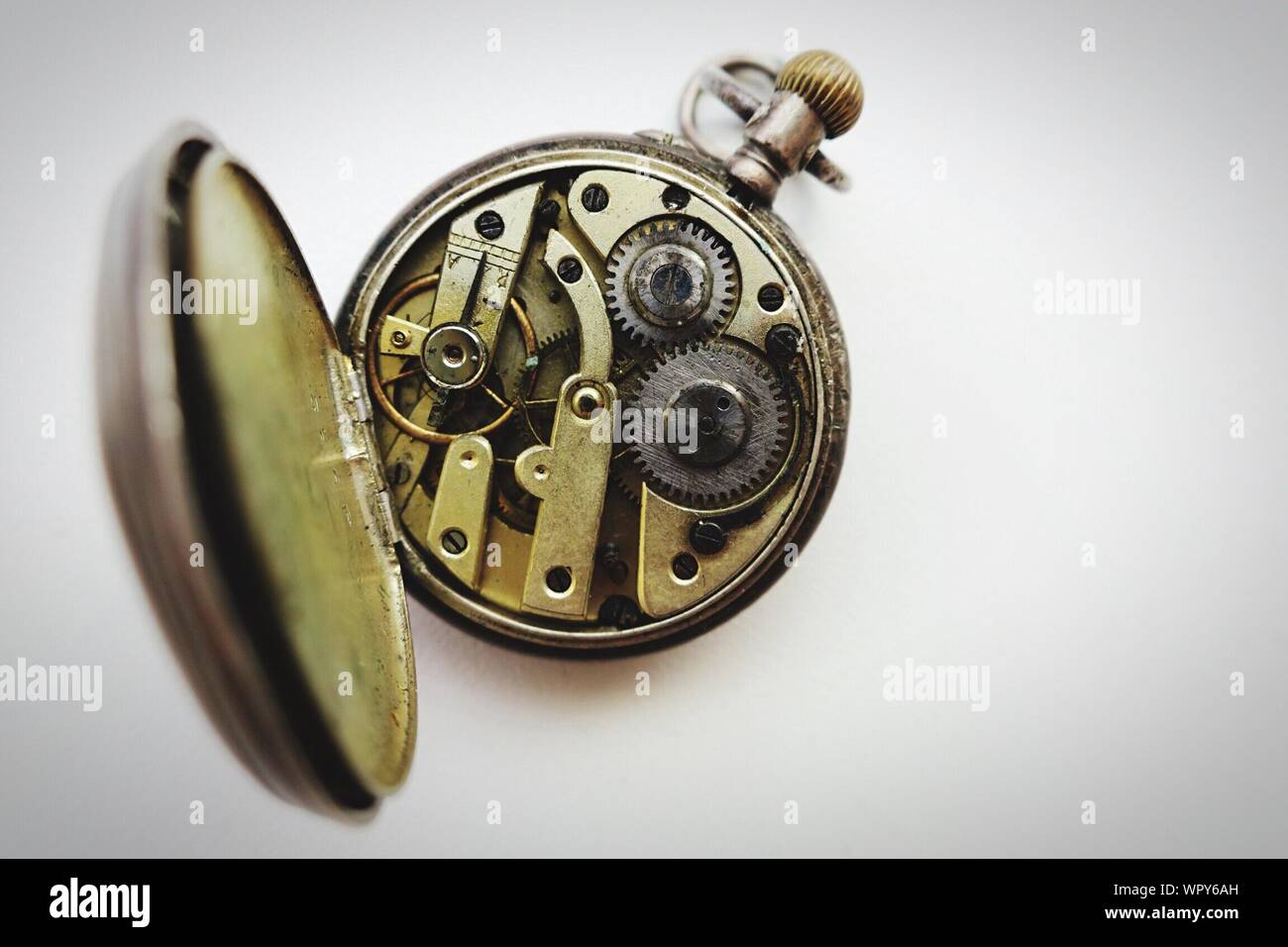 Internal Mechanism Of Pocket Watch On White Background Stock Photo Alamy