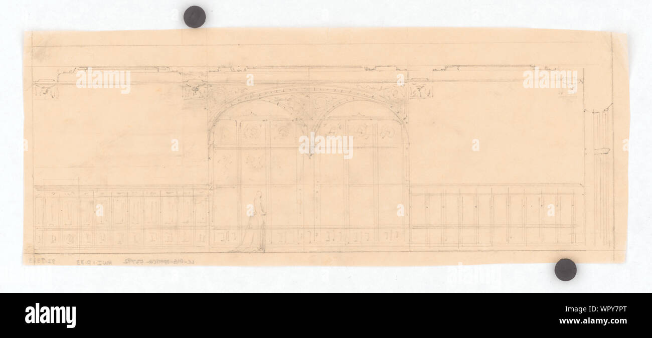 Mansion for William K. and Alva Vanderbilt, 660 Fifth Avenue, New York City]. [Dining room]. [Wall and window trim elevation]. [Study Stock Photo