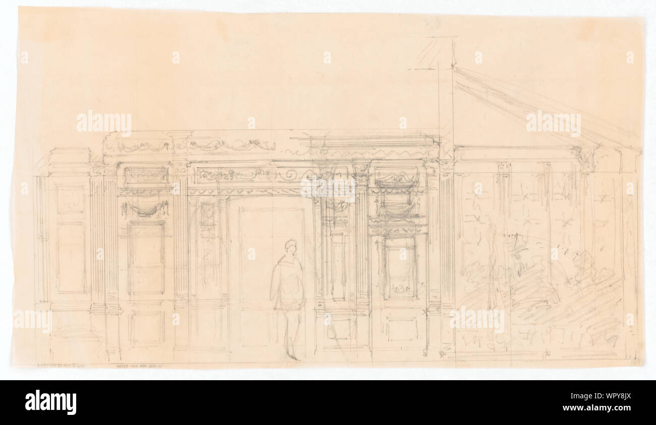 Mansion for William K. and Alva Vanderbilt, 660 Fifth Avenue, New York City]. [Wall and doorway elevation Stock Photo