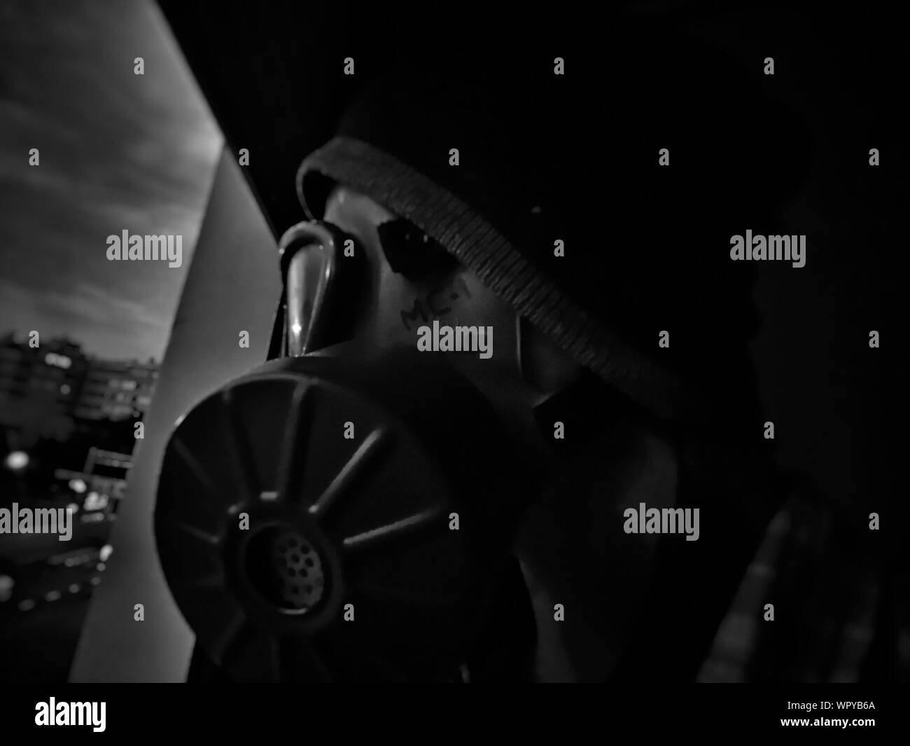 Wearing gas mask Black and White Stock Photos & Images - Alamy