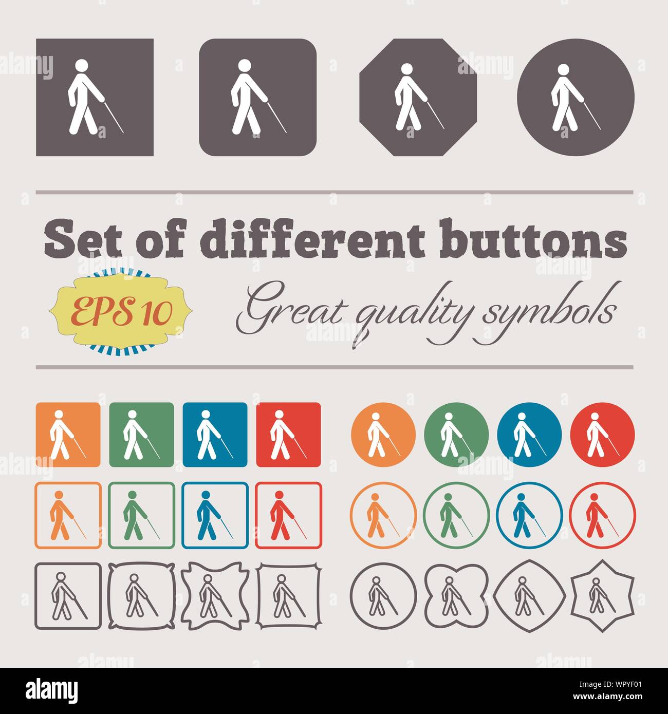 blind icon sign. Big set of colorful, diverse, high-quality buttons ...