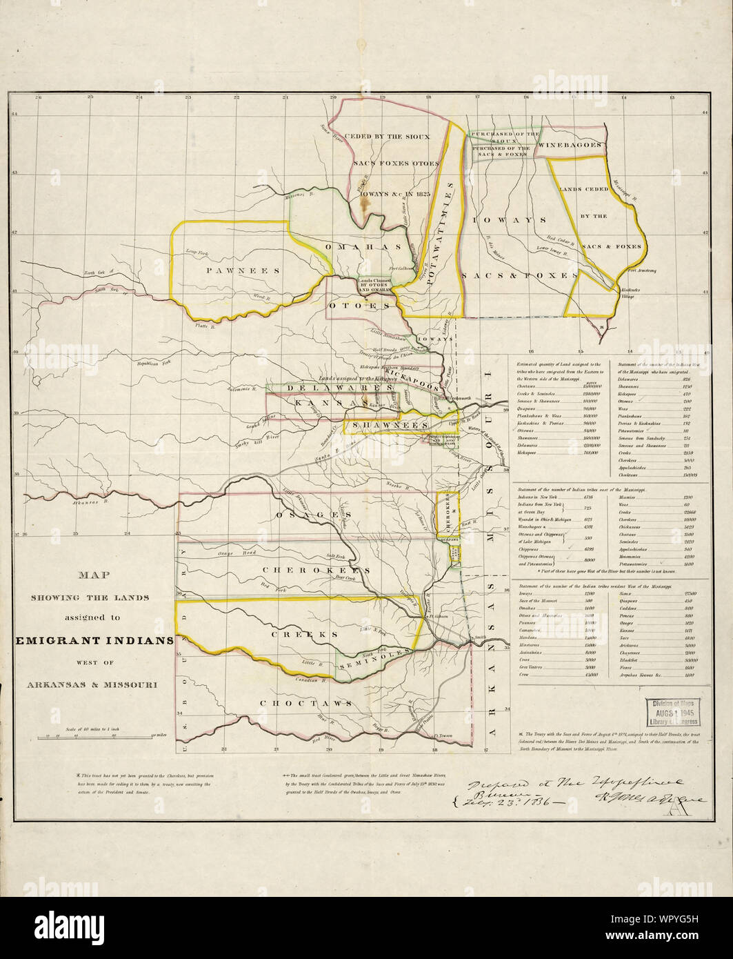 Map of Indian territory 1836 Stock Photo - Alamy
