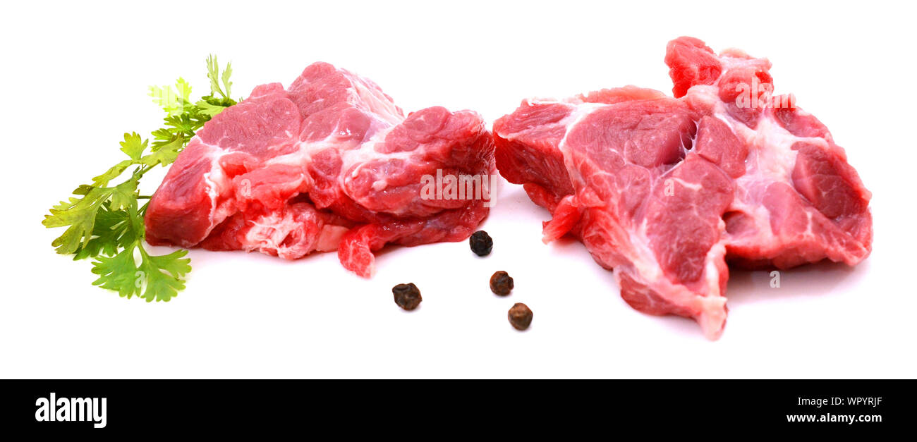 Raw ribs on a white background Stock Photo