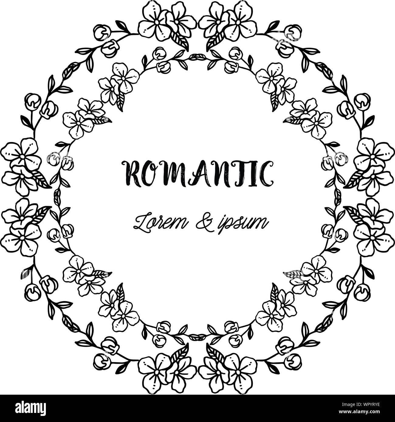Vintage floral frame black and white, for card design of romantic ...