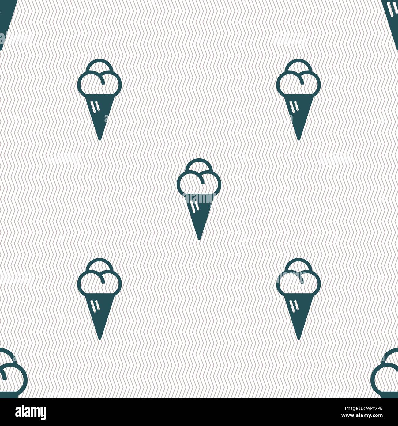 ice cream icon sign. Seamless pattern with geometric texture. Vector Stock Vector