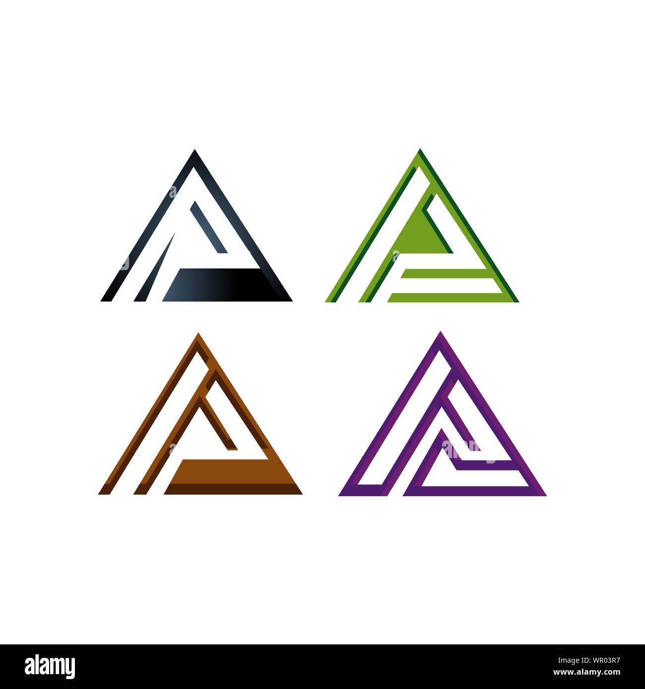 set of Abstract triangle logo vector icon for Tech Corporate Business company Stock Vector