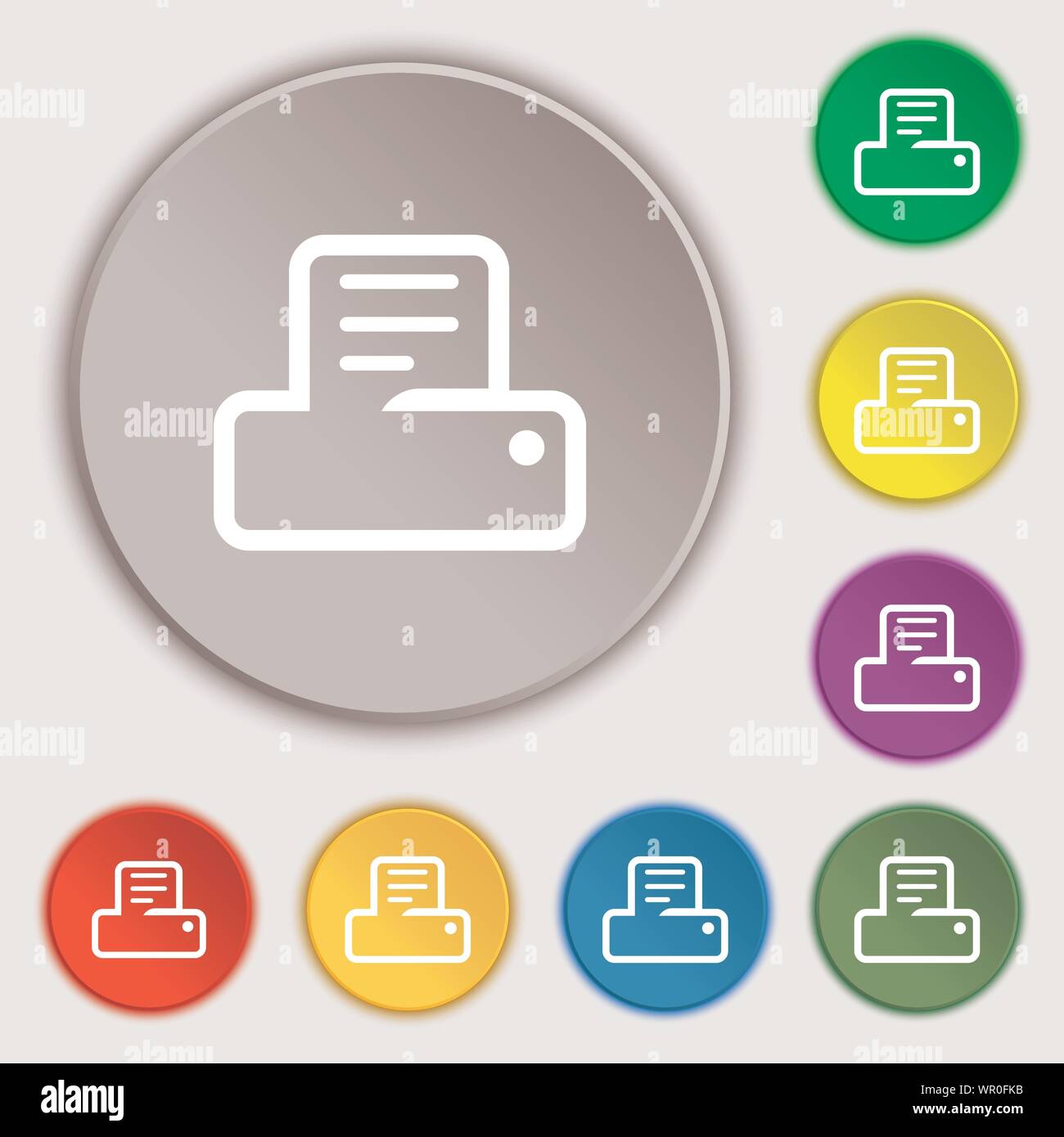 Printing icon sign. Symbol on eight flat buttons. Vector Stock Vector ...
