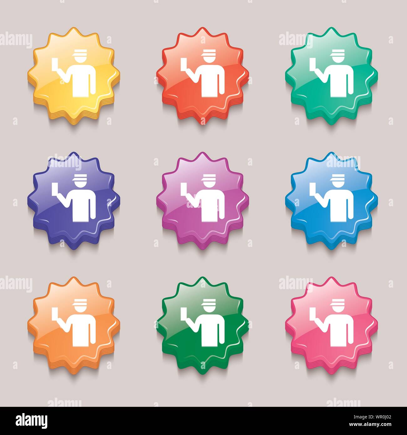 Inspector icon sign. symbol on nine wavy colourful buttons. Vector ...