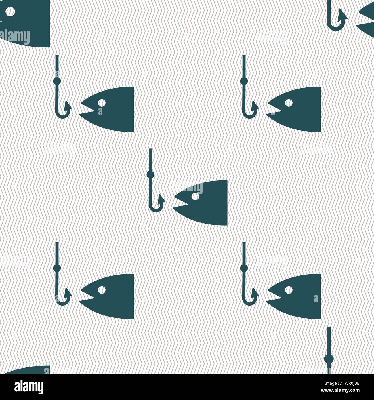 Fishing icon sign. Seamless pattern with geometric texture. Vector ...