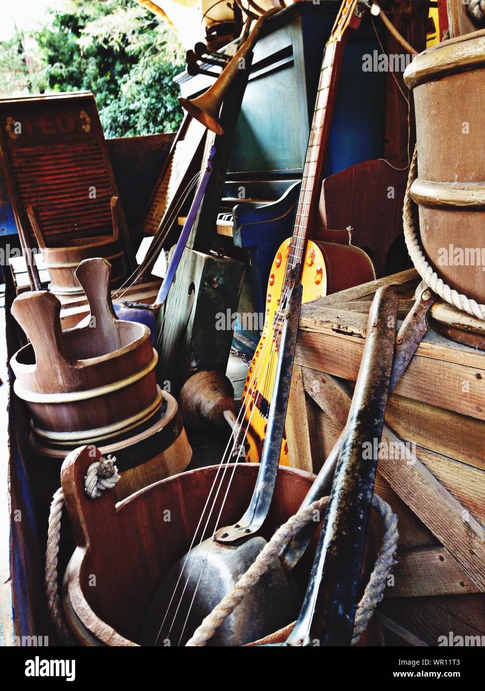 House Old Music Instruments Dumped Stock Photo