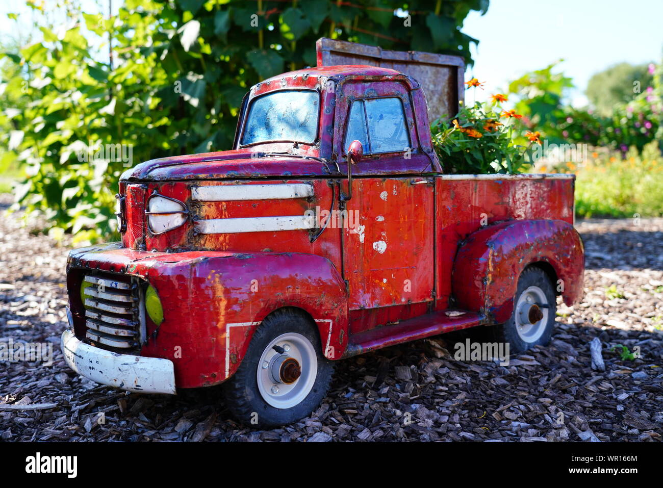 Old red cheap toy truck