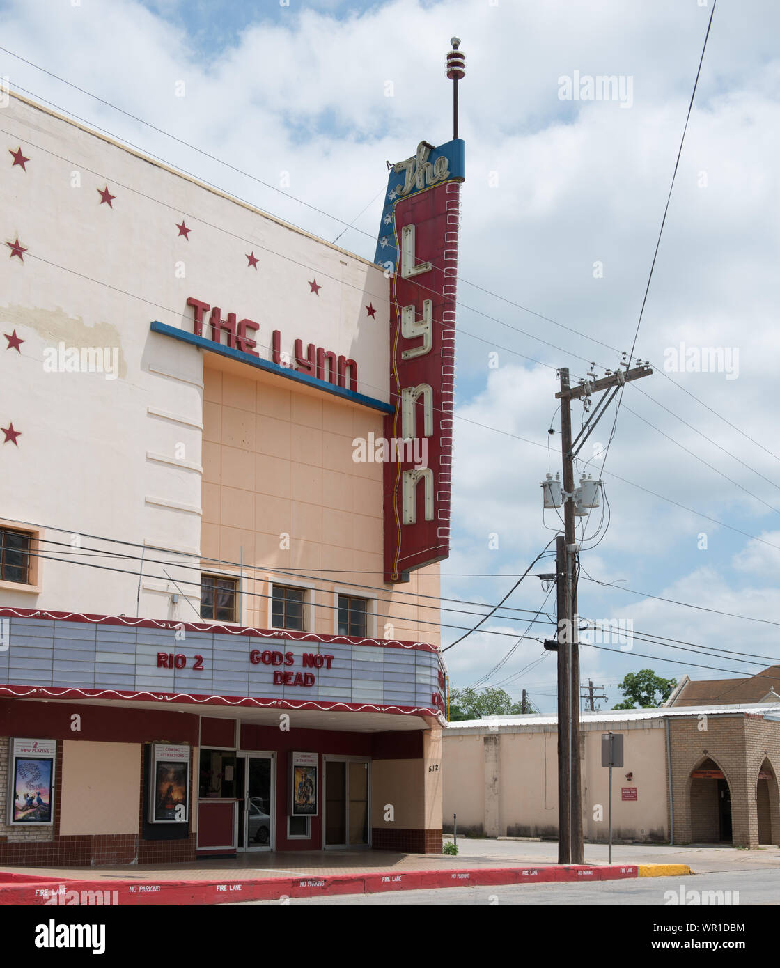 Marquee of the Lynn Theatre, which opened in 1947 in Gonzales, Texas