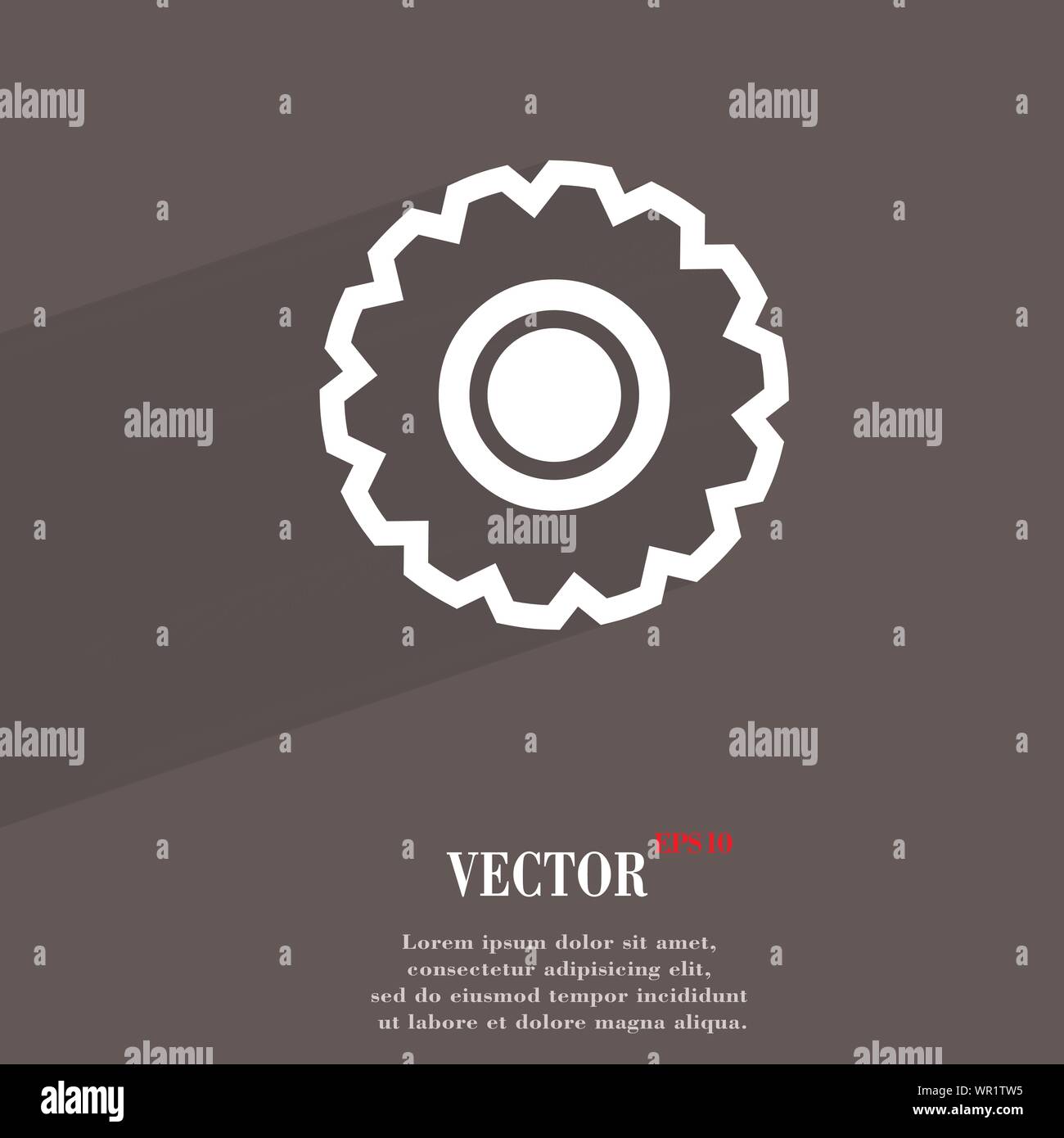 cogwheel icon symbol Flat modern web design with long shadow and space ...
