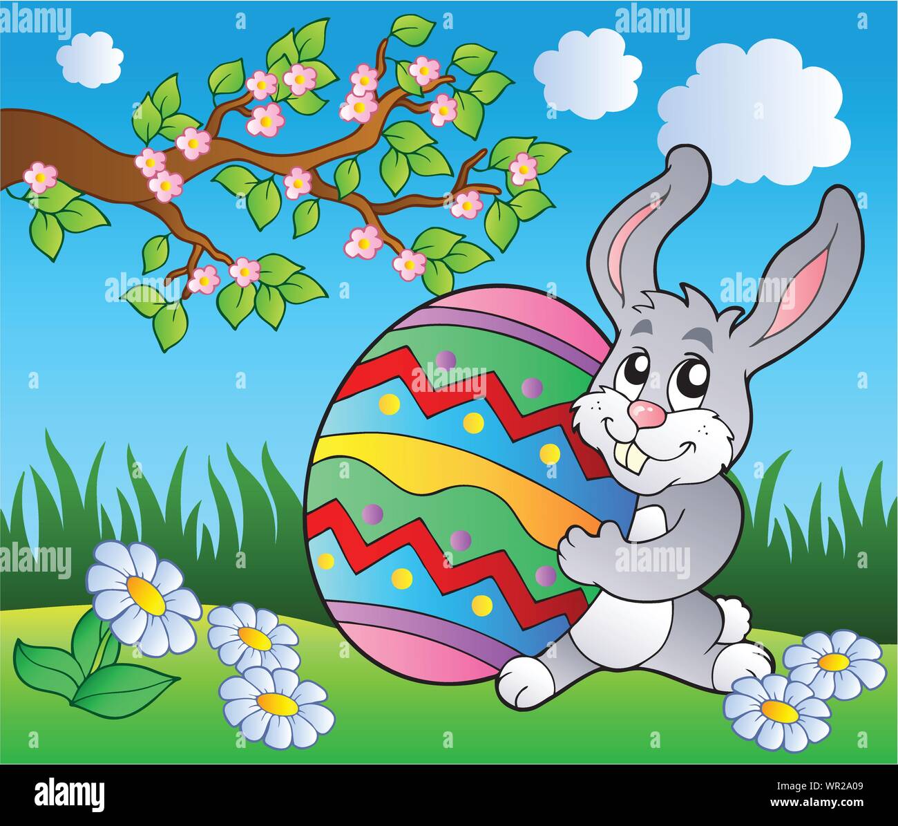 Spring meadow with bunny and egg Stock Vector Image & Art - Alamy