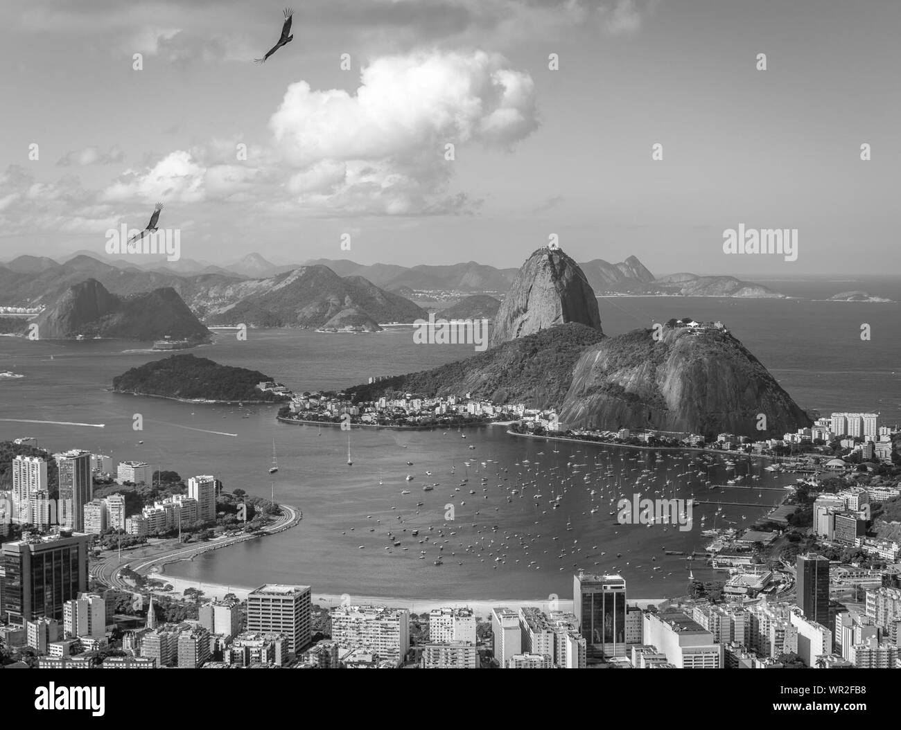 Cityscape And Sugarloaf Mountain By Guanabara Bay Stock Photo
