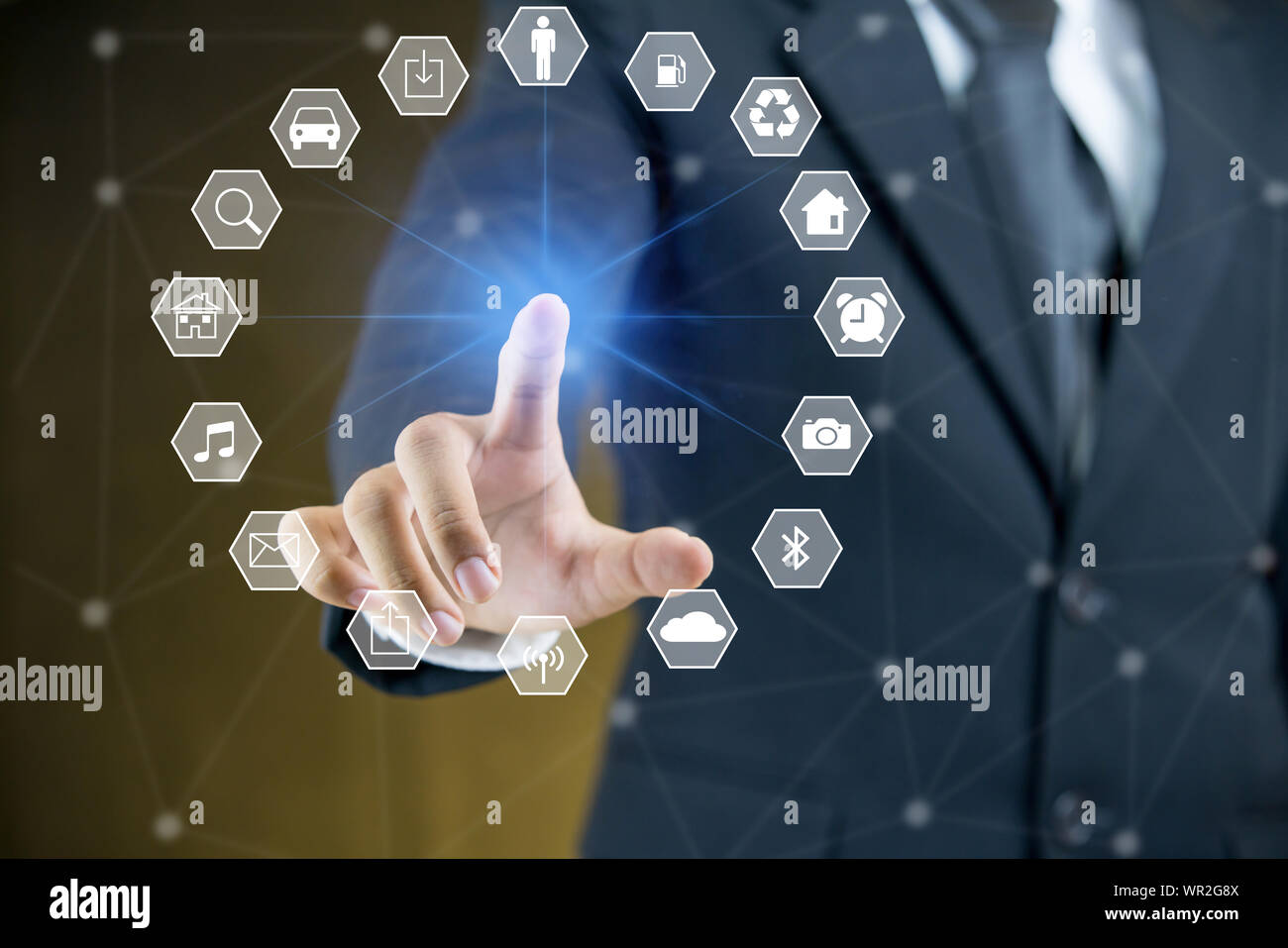 Businessman pointing his finger Stock Photo - Alamy