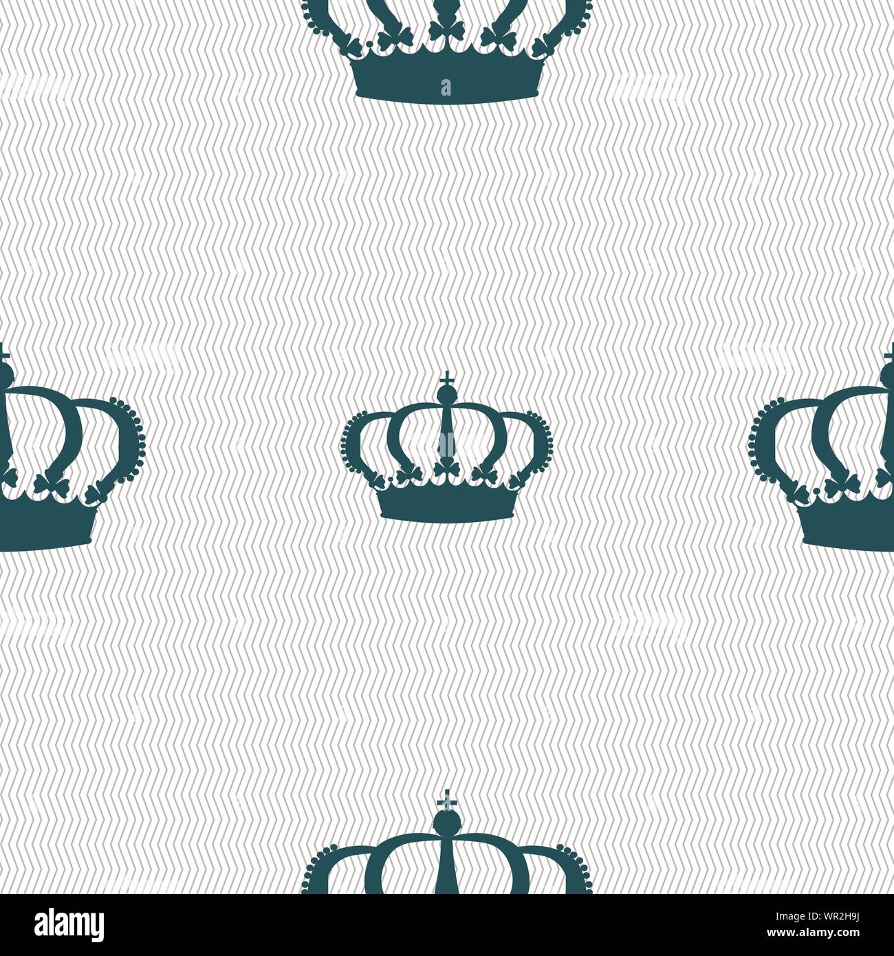 Crown icon sign. Seamless pattern with geometric texture. Vector Stock ...
