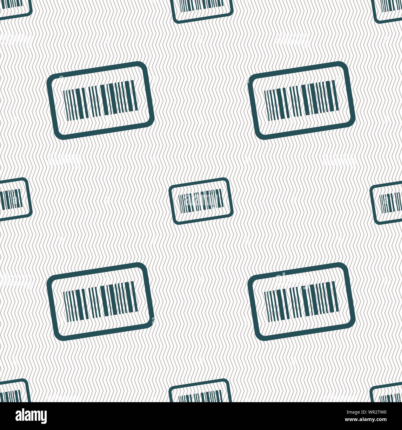 Barcode icon sign. Seamless pattern with geometric texture. Vector Stock Vector