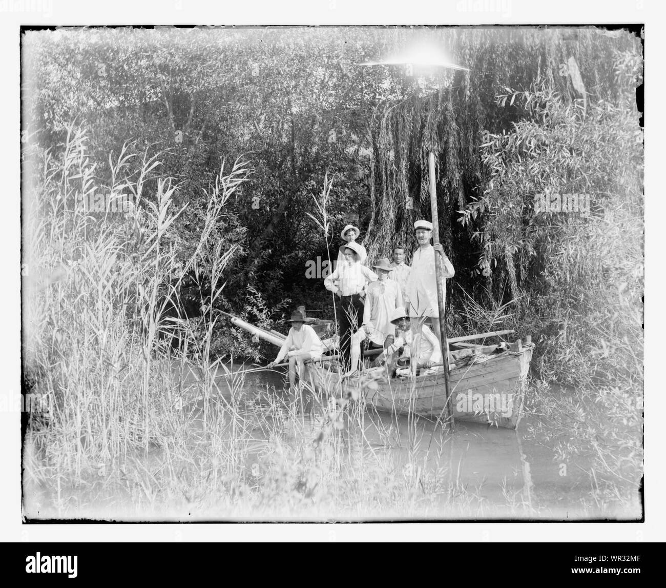 Matson family group picnicing on Auja R[iver]. N. of Jaffa Stock Photo