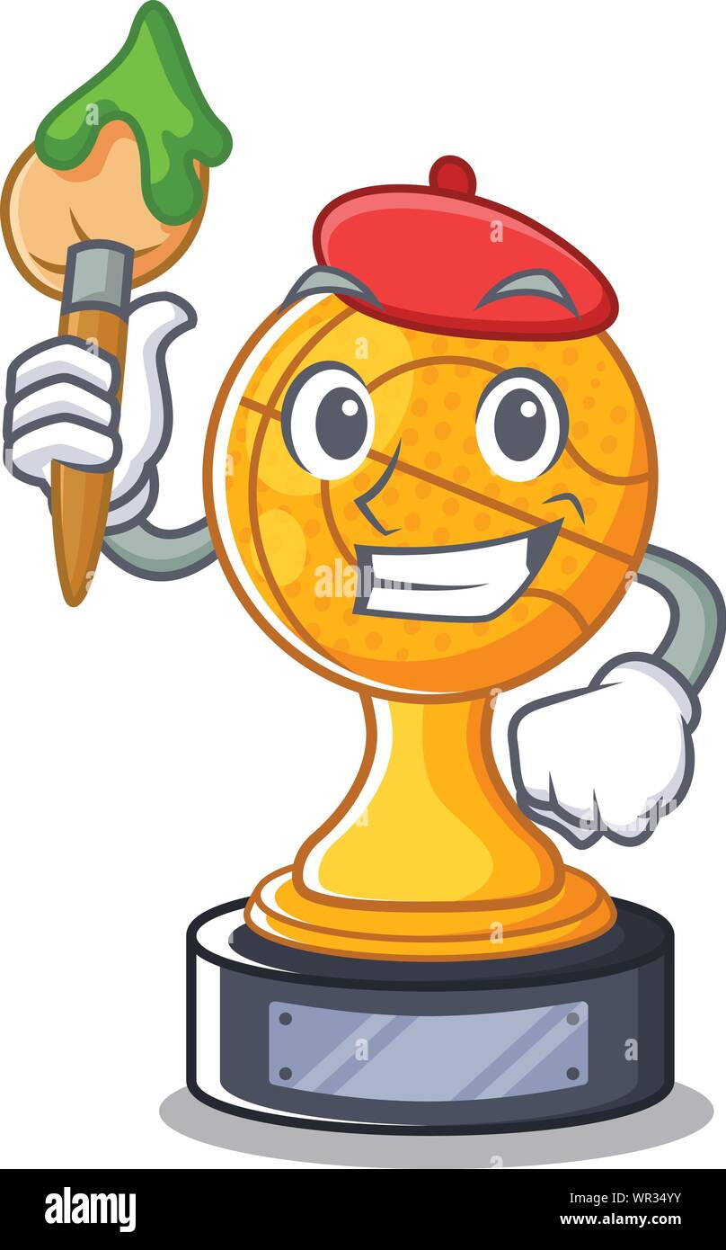 Artist basketball trophy isolated in the mascot Stock Vector