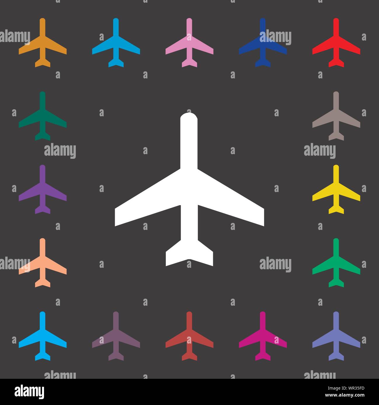 airplane iconi sign. Lots of colorful symbols for your design. Vector ...