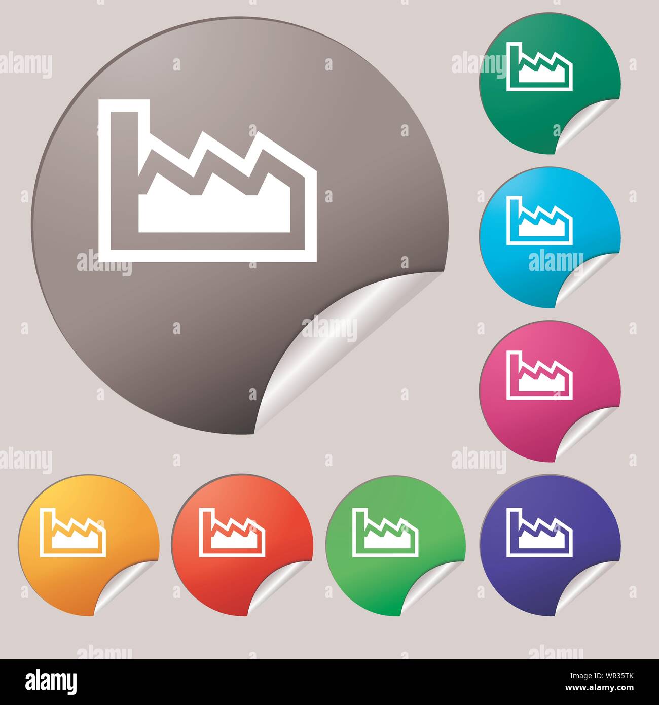 Chart icon sign. Set of eight multi colored round buttons, stickers ...