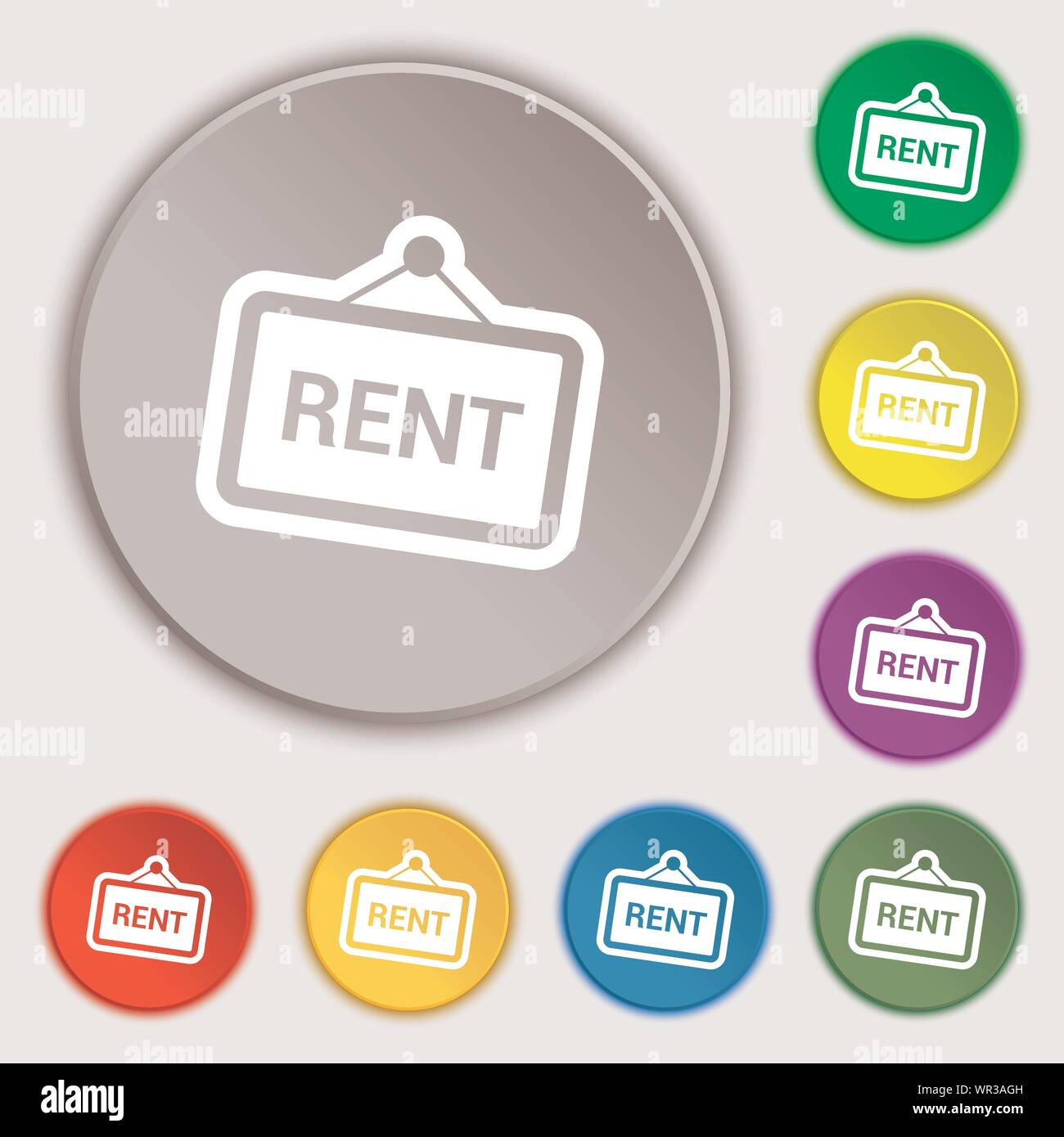 Rent icon sign. Symbol on eight flat buttons. Vector Stock Vector Image ...
