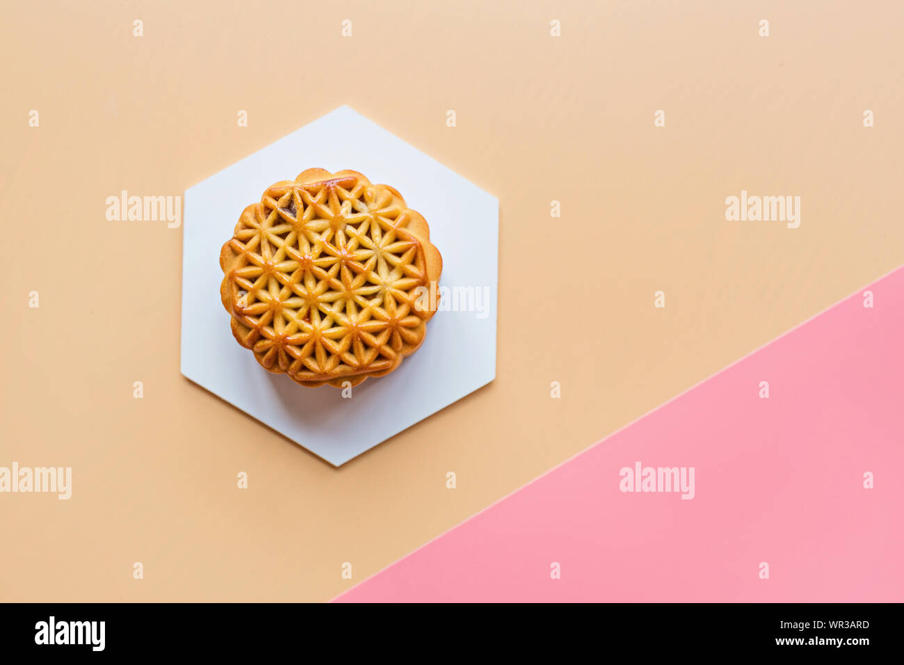 Flat Lay Of Chinese Festival Dessert Mid Autumn Festival Moon Cake On Colorful Background Top View Copy Space Mockup Overhead Template Stock Photo Alamy